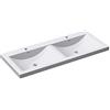 doporro Lavabo da Incasso 120 cm Doppia Vasca in Marmoresina Bianco Lucido, Lavabo Bagno Integrale Soprapiano con 2 Fori Rubinetto e Troppopieno Colossum03