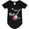 La Ruotante Body per neonato adatto ad amanti della musica rock (Nero, 12 mesi, wewill-rock)
