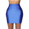 SamHeng Gonna Lucida da Sexy Donna Corta Nera a Vita Alta Mini Gonna Elegante Aderente Elasticizzata con Pieghe Casual Abbigliamento Party Clubwear(Blu/L)