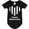 La Ruotante Body per neonato adatto a tifosi di calcio con cuore bianconero (Nero, 9 mesi)