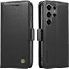 XINNI Cover per Samsung Galaxy S25 Ultra Custodia, Semplice Cellulare Libro Antiurto Flip Pelle PU/TPU Magnetica Case, Nero