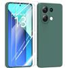 MIKULLE Cover in Silicone per Xiaomi Redmi Note 13 4G con 2 Pellicola Vetro Temperato, Custodia Morbido Silicone Ultra Sottile Liquida TPU Antiurto AntiGraffio Case - Verde Scuro