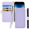 Butnyeoe Cover per iPhone SE 2022/SE 2020 Case,Custodia iPhone 8/7 Libro,Trama Litchi PU Pelle Protettiva Portafoglio Flip/Folio Wallet Case Con Slot per Schede e Magnetica Supporto,Viola Chiaro
