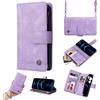 Jeelar ESONG Cover per OPPO Reno7 5G/OPPO Find X5 lite,Custodia a Portafoglio in Pelle PU,Flip Antiurto protezione Case con cordino/Funzione di appoggio/9 Slot per Schede/Magnetica/Cerniera Tasca -viola