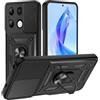 TUUTPU Cover per Xiaomi Redmi Note 13 4G(Non per 5G), Custodia Scorrevole Protezione Fotocamera Militare Antiurto Case con 360° Magnetica Anello Rotante Supporto e TPU Silicone + PC Bumper All'aperto, Nero