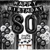 Oumezon Decorazione 80 anni compleanno nero,Palloncini 80 anni Compleanno nero,tenda orpello nero,80 Anni Palloncini Compleanno uomo donna nero,tende festa 80 anni compleanno nero Sfondo fotografico