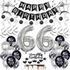 Oumezon Decorazione 66 Anni Compleanno - Palloncini Argento e Nero per Donna e Uomo
