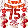 Oumezon Decorazione 75 anni Donna rossa, decorazione compleanno 75 anni Donna rossa Palloncini decorazione 75 anni rossa, palloncino 75 anni Donna rossa Decorazione torta 75 anni Donna rossa