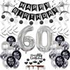 Oumezon 60 anni Palloncini argento decorazione 60 anni compleanno Decorazione 60 anni compleanno nero argento 60 anni Decorazione compleanno donna uomo Palloncino 60 anni uomo donna Palloncini 60 anni