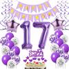 Oumezon 17 compleanno decorazione ragazza viola, 17 anni ragazza palloncini decorazione viola, 17 palloncini compleanno decorazione ragazza viola decorazione torta 17 compleanno ragazza