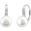 SILVEGO Orecchini da Donna in Argento 925 con Vera Perla Bianca e Zirconia