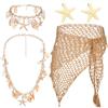 XEPST 5 pz Sirena Costume per le donne-Sirena Costume Sirena Accessori Set con Sirena Crochet Gonna Cover Up Scialle Starfish Clip di capelli Shell Gioielli per costumi di Halloween Cosplay Carnevale