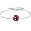 ONEFINITY Bracciale in argento Sterling 925 con fiore rosso e papavero, idea regalo per donna