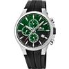 Lotus Orologio Uomo 18621/A Chrono Cassa in Acciaio Inox 316L Argento Cinturino in Gomma, Verde, striscia