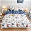 DJY Set copripiumino per bambini, 100% cotone, motivo dinosauro, per ragazzi e ragazze, set di biancheria da letto reversibile con dinosauri (1 copripiumino + 1 federa)