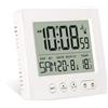 GOMETY Radiosveglia digitale con termometro, luce calendario, temperatura, orologio radio, visualizzazione settimanale, visualizzazione della data, due sveglia indipendente, regolazione automatica,