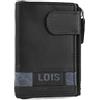 Lois - Portafoglio Uomo Pelle - Portafoglio e Portamonete - Portafoglio Uomo Slim con Scomparto per Carte - Portafogli Uomo Vera Pelle - Portafoglio Uomo Piccolo RFID, Nero