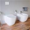 Parama Sanitari filomuro in ceramica bianco lucido vaso tornado silent flush sedile soft-close e bidet | Riga