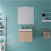 Parama Mobile da bagno sospeso 60cm rovere chiaro con lavabo e specchio | Rata