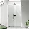 Parama Porta doccia 150cm profili slim nero opaco vetro 6mm trasparente h190 | Portofino