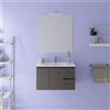 Parama Mobile da bagno sospeso 80cm rovere scuro con lavabo e specchio | Rata