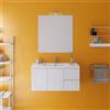 Parama Mobile da bagno sospeso 100cm bianco lucido con lavabo e specchio | Rata