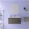 Parama Mobile da bagno sospeso 100cm rovere scuro con lavabo e specchio | Rata