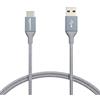Amazon Basics Cavo in nylon intrecciato da USB-C a USB-A 2.0 a ricarica rapida,velocità 480 Mbps certificazione USB-IF per Apple iPhone 15/16, iPad, Samsung Galaxy, tablet, laptop, 0.9 m, grigio scuro