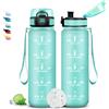 Grsta Borraccia 1 litro, Borraccia Palestra, Borraccia Senza Perdite, Facile da Pulire, Borraccia Motivazionale 1l, Borraccia con Orari per Bere, Facile da Trasportare, per Campeggio, Fitness, Yoga, Scuola