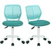 FurnitureR FR Carnation Aqua scrivania da Ufficio, Seduta in Tessuto, ergonomica, Senza braccioli, Sedia Girevole Regolabile in Altezza, Set da 2, Colore: Verde Acqua, Metallo, 40x38.5x87cm