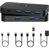 BENFEI Switch USB 3.0, Switcher USB 2 Computer con 1xUSB C Porta e 3xUSB A Porte，2 ingressi 4 uscite Switcher USB 3.0 con controller da tavolo，KVM USB Compatibile con Windows Mac Linux