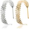 FUKPO 2 Pezzi Corona Dea Romana Oro Argento, FUKPO Corona Dea Greca Tiara Cerchietto Donna, Diadema Foglie Corona Alloro Boho Feste Della Fascia per Capelli da Sposa Copricapo