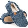 EverFoams, Pantofole da donna chiuse, pelose, morbide e comode, in shearling sintetico e memory foam, per uso in casa e in interni, Blu, 40/41 EU