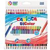 CARIOCA Bi-Color Matite Colorate, Matite Bicolore Triangolari, Lavabili per Bambini, Resistenti, 48 Colori Assortiti e Brillanti, Facili da Temperare, 24 Pezzi