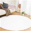 Ghouse Faux Tappetto di Pelle di Pecora Tappeto a Pelo Corto Lavabile Fluffy Uni Pelliccia Antiscivolo Facile da Pulire, Dimensione: Tondo 240 cm, Colore: Bianco