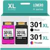 Lemero 301XL Cartuccia Compatibile per Cartucce HP 301 XL Nero e Colore per HP Deskjet 3050 1050 1510 1000 3050A 3052A Envy 5530 4504 5536 Officejet 2620 2622 4630