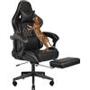 BASETBL Sedia Gioco Grande, Resistente ai Graffi dei Gatti, Ergonomica Sedia Ufficio con Poggiapiedi e Poggiatesta Rimovibile, Supporto Lombare Altezza Regolabile, Sedie Scrivania Fino a 180 KG