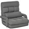 HOMCOM Poltrona Letto Singolo Imbottita con Cuscino, Poltrona Relax con Schienale Reclinabile su 5 Livelli per TV, Giochi, Lettura, Yoga, Divertimento, Ufficio, 78x62x70 cm, Grigio
