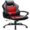 BASETBL Sedia Ufficio Sedia da Gaming Poltrona Girevole da Ufficio, Poltrona Direzionale Oscillant Supporto Lombare Schienale Alto, Sedie Scrivania Computer in Similpelle, Portata 150 kg (Rosso)