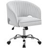 Yaheetech Poltroncina/Sedia da Ufficio Scrivania Ergonomica in Velluto Imbottita a Rotelle Girevole Reclinabile Altezza Regolabile Grigio Chiaro