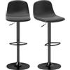 HOMCOM Set 2 Sgabelli Cucina con Schienale e Poggiapiedi, Sgabelli Alto da Bar e Bancone con Altezza Regolabile e Imbottitura in Pelle PU, Sedie Alte da Bar Girevoli a 360°, Nero