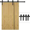 HOMCOM 200CM/6.6FT Kit Porta Scorrevole 90kg max in Acciaio al Carbonio, Kit per Porte Scorrevoli con Binario, Rulli, Fermi, Guide, Bulloni e Viti, Nero