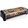 HengBO Griglia Barbecue Senza Fumo Barbecue Piastra Elettrica da Tavolo, Grill Elettrico BBQ Doppio Strato con Vassoio Raccogligrasso, Antiaderente Grill per Balcone e Giardino - 2200W