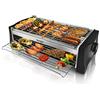 HengBO Griglia Elettrica Griglie Elettriche Bistecchiera, BBQ Senza Fumo, Elettrico Doppio Strato con Vassoio Raccogli Olio per Party Riunione di Famiglia in Balcone e Giardino - 2000W