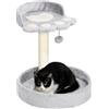 PawHut Albero Tiragraffi per Gatti da 5kg con Lettini e Pallina, Palestra per Gatti con Rivestimento in Peluche e Corda di Juta, 41x41x44 cm, Grigio Chiaro