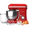 Cecotec Frullatore Impastatore Cecomixer Merengue 5L 1200 Ice-Cream Rosso. 1200 W, 5 Funzioni, Ciotola in Acciaio da 5 L e Accessori per Sbattere e Impastare, Include Funzione per Fare il Gelato