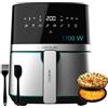 Cecotec Friggitrice ad Aria 5,5L - Air Fryer Cecofry Full Inox 5500 Pro. 1700W, senza Olio, Digitale, Touch, Finiture in Acciaio Inox, PerfectCook, Termostato, 8 Modalità, Accessori in Silicone