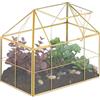 Relaxdays Terrario Piante, Mini Serra in Vetro e Rame, HLP 21x23x14 cm, Piantine Grasse e Muschi, Vaso Ecosistema, Oro