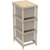BAKAJI Cassettiera Multiuso 3 Cassetti da 15 L Organizer in Legno e Plastica 82x30x41cm