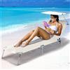 BAKAJI Lettino Prendisole Pieghevole Mare Spiaggia Sdraio con Tettuccio Parasole Beige